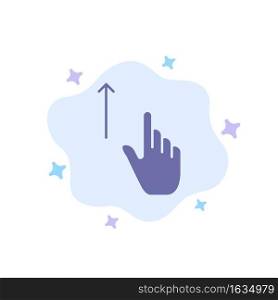 Up, Finger, Gesture, Gestures, Hand Blue Icon on Abstract Cloud Background