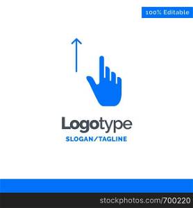 Up, Finger, Gesture, Gestures, Hand Blue Solid Logo Template. Place for Tagline