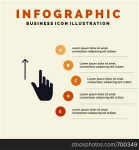 Up, Finger, Gesture, Gestures, Hand Solid Icon Infographics 5 Steps Presentation Background