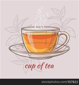 ?up of tea. vector illustration with cup of tea on color background