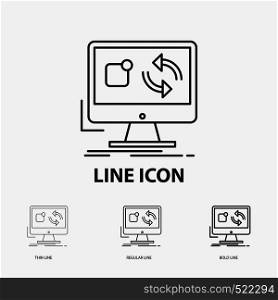 update, app, application, install, sync Icon in Thin, Regular and Bold Line Style. Vector illustration. Vector EPS10 Abstract Template background