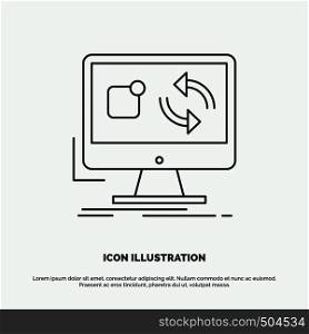 update, app, application, install, sync Icon. Line vector gray symbol for UI and UX, website or mobile application. Vector EPS10 Abstract Template background