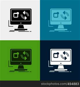 update, app, application, install, sync Icon Over Various Background. glyph style design, designed for web and app. Eps 10 vector illustration. Vector EPS10 Abstract Template background