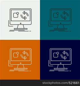 update, app, application, install, sync Icon Over Various Background. Line style design, designed for web and app. Eps 10 vector illustration. Vector EPS10 Abstract Template background