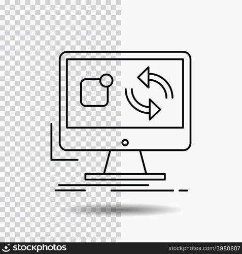 update, app, application, install, sync Line Icon on Transparent Background. Black Icon Vector Illustration