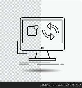 update, app, application, install, sync Line Icon on Transparent Background. Black Icon Vector Illustration