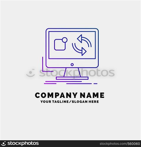 update, app, application, install, sync Purple Business Logo Template. Place for Tagline. Vector EPS10 Abstract Template background