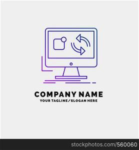 update, app, application, install, sync Purple Business Logo Template. Place for Tagline. Vector EPS10 Abstract Template background