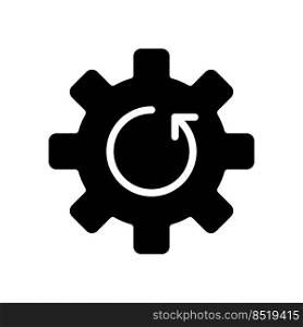 Update black glyph icon. Settings adjustment. Application version. Digital system improvement. Download program. Silhouette symbol on white space. Solid pictogram. Vector isolated illustration. Update black glyph icon