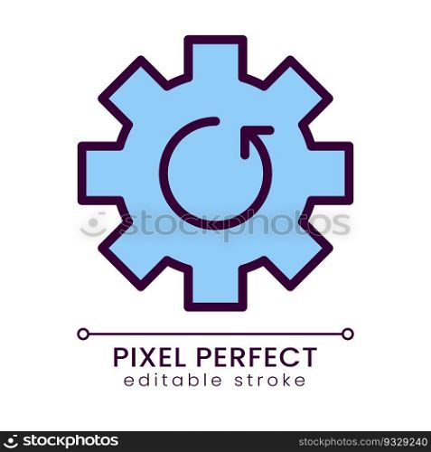 Update blue pixel perfect RGB color icon. Settings adjustment. Application version. System improvement. Isolated vector illustration. Simple filled line drawing. Editable stroke. Poppins font used. Update blue pixel perfect RGB color icon