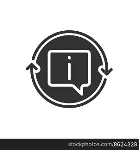 Update information black glyph icon. Actual data on base. Update catalogue. Current answers for users. Silhouette symbol on white space. Solid pictogram. Vector isolated illustration. Update information black glyph icon