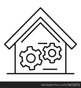 Update smart house icon. Outline update smart house vector icon for web design isolated on white background. Update smart house icon, outline style
