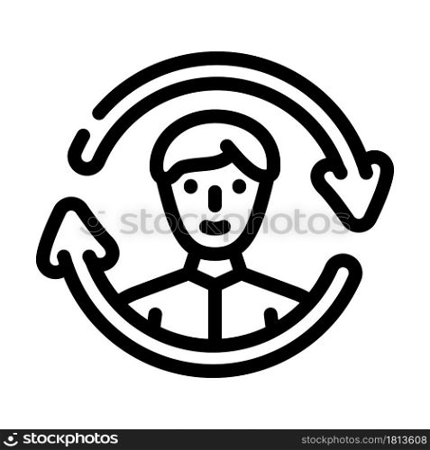 updating employee line icon vector. updating employee sign. isolated contour symbol black illustration. updating employee line icon vector illustration