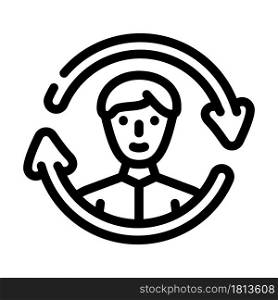updating employee line icon vector. updating employee sign. isolated contour symbol black illustration. updating employee line icon vector illustration