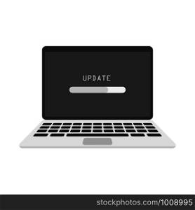upgrade laptop in flat style on white background. upgrade laptop in flat on white background