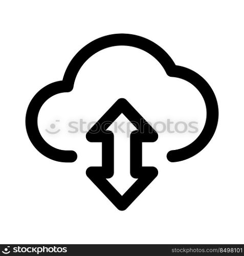 uplink and Downlink from cloud server isolated on a white background