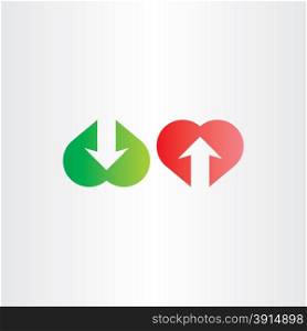 upload and download heart arrow symbol design