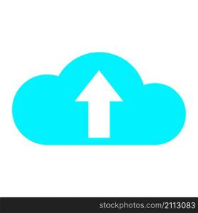 Upload cloud icon. White arrow sign. Blue shape. App button. Technology concept. Vector illustration. Stock image. EPS 10.. Upload cloud icon. White arrow sign. Blue shape. App button. Technology concept. Vector illustration. Stock image.