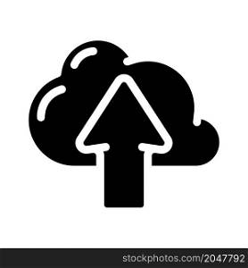 upload file in cloud storage glyph icon vector. upload file in cloud storage sign. isolated contour symbol black illustration. upload file in cloud storage glyph icon vector illustration