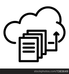 Upload files to the cloud icon. Outline upload files to the cloud vector icon for web design isolated on white background. Upload files to the cloud icon, outline style