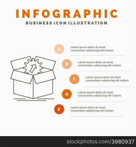 upload, performance, productivity, progress, work Infographics Template for Website and Presentation. Line Gray icon with Orange infographic style vector illustration