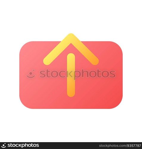 Upload pixel perfect flat gradient color ui icon. Send digital file via messenger. Share data online. Simple filled pictogram. GUI, UX design for mobile application. Vector isolated RGB illustration. Upload pixel perfect flat gradient color ui icon