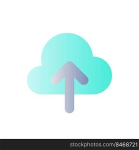 Upload to cloud flat gradient color ui icon. Large files storage. Loading process. Encrypting data. Simple filled pictogram. GUI, UX design for mobile application. Vector isolated RGB illustration. Upload to cloud flat gradient color ui icon