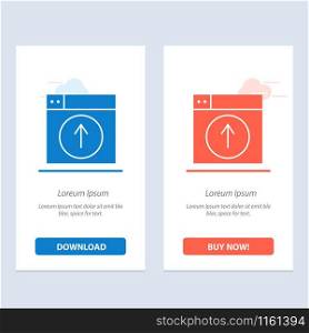 Upload, Up, Web, Design, application Blue and Red Download and Buy Now web Widget Card Template