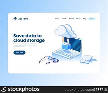 Uploading data to cloud storage Royalty Free Vector Image