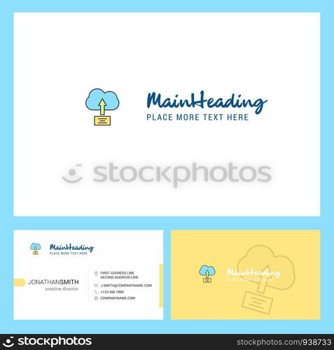 Uploading on cloud Logo design with Tagline & Front and Back Busienss Card Template. Vector Creative Design