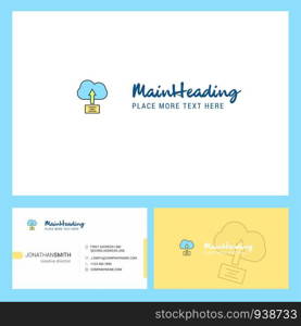 Uploading on cloud Logo design with Tagline & Front and Back Busienss Card Template. Vector Creative Design