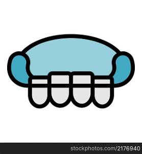 Upper row of teeth icon. Outline upper row of teeth vector icon color flat isolated. Upper row of teeth icon color outline vector