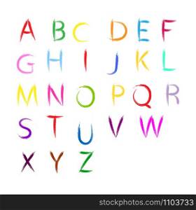 Uppercase alphabet letter set isolated on white background. Flat design