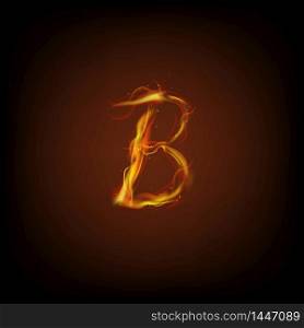 Uppercase initial letter B with blazing flame