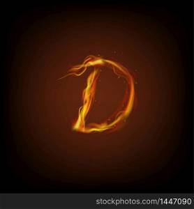 Uppercase initial letter D with blazing flame