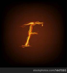 Uppercase initial letter F with blazing flame