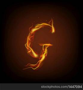 Uppercase initial letter G with blazing flame
