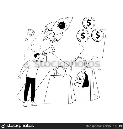 Upselling abstract concept vector illustration. Sales technique, sell advanced option, upgrade plan, upselling marketing, additional service, customer motivation, extra purchase abstract metaphor.. Upselling abstract concept vector illustration.