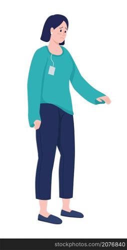 Upset buyer in loose clothes semi flat color vector character. Posing figure. Full body person on white. Shopping isolated modern cartoon style illustration for graphic design and animation. Upset buyer in loose clothes semi flat color vector character