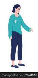 Upset buyer in loose clothes semi flat color vector character. Posing figure. Full body person on white. Shopping isolated modern cartoon style illustration for graphic design and animation. Upset buyer in loose clothes semi flat color vector character