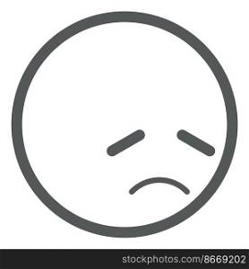 Upset emoji. Desperate round face. Grief emoticon isolated on white background. Upset emoji. Desperate round face. Grief emoticon
