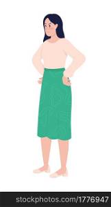 Upset irritated woman semi flat color vector character. Standing figure. Full body person on white. Problems and stress isolated modern cartoon style illustration for graphic design and animation. Upset irritated woman semi flat color vector character
