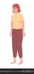 Upset woman semi flat color vector character. Standing figure. Full body person on white. Person with depression simple cartoon style illustration for web graphic design and animation. Upset woman semi flat color vector character