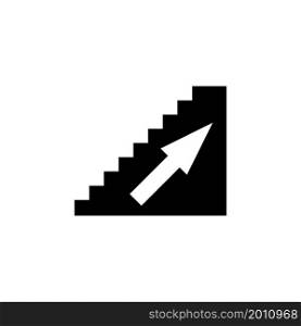 Upstairs, Up Stair and Arrow, Escalator. Flat Vector Icon illustration. Simple black symbol on white background. Upstairs, Up Stair Arrow, Escalator sign design template for web and mobile UI element. Upstairs, Up Stair and Arrow, Escalator. Flat Vector Icon illustration. Simple black symbol on white background. Upstairs, Up Stair Arrow, Escalator sign design template for web and mobile UI element.