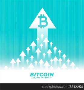 upward growth of bitcoin concept design with arrow