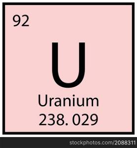 Uranium icon. Chemical sign. Mendeleev table. Square frame. Light pink background. Vector illustration. Stock image. EPS 10.. Uranium icon. Chemical sign. Mendeleev table. Square frame. Light pink background. Vector illustration. Stock image.