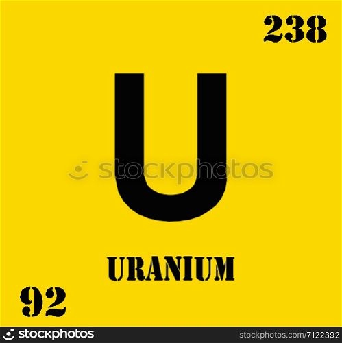 Uranium symbol. Element number 92 of the Periodic Table of the Elements - Chemistry Vector illustration. Uranium symbol. Element number 92 of the Periodic Table of the Elements - Chemistry