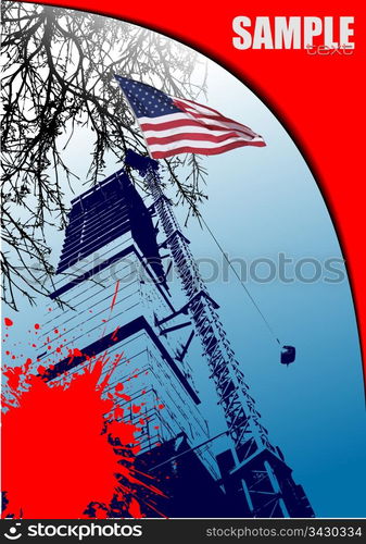 Urban abstract grunge composition with American flag. Vector illustration