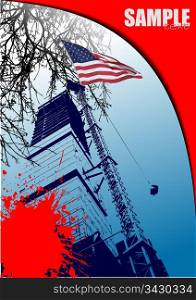 Urban abstract grunge composition with American flag. Vector illustration