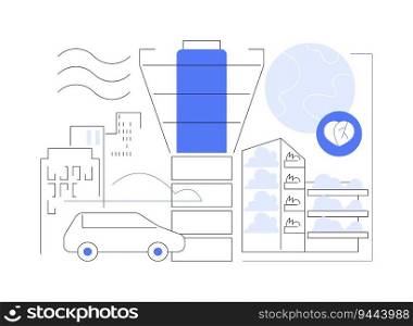 Urban air purification abstract concept vector illustration. Purifier for urban air usage, ecology environment and industry, modern city filtration system, planet saving abstract metaphor.. Urban air purification abstract concept vector illustration.